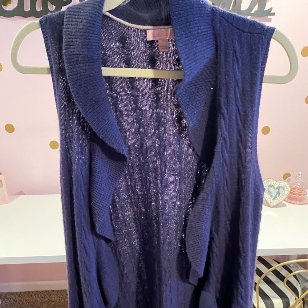 Lilly Pulitzer Navy Cashmere Cable Vest